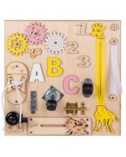 Drvena zabavna Montessori ploča Moni Toys - Sa žirafom