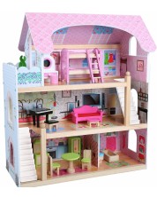 Drvena kućica za lutke Moni Toys - Mila, sa 16 dodataka