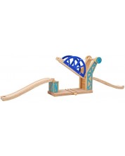 Drvena igračka Bigjigs - Pomični most, plava -1