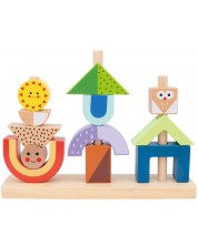Drvena igračka Tooky Toy - Figure za slaganje i nizanje