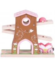 Drvena igračka Bigjigs - Kućica na drvetu s tračnicama