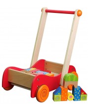 Drvena igračka za guranje Lelin – Automobil s konstruktorom, 30 dijelova -1