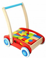 Drvena hodalica s kockicama Tooky Toy - 2 u 1