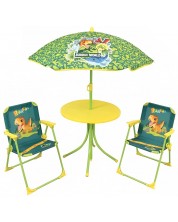Dječji vrtni set Fun House - Stol sa stolicama i suncobranom, Jurassic World -1