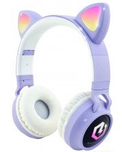 Dječje slušalice PowerLocus - Buddy Ears, bežične, ljubičasto/bijele -1