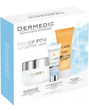 Dermedic Oilage Set - Dnevna krema, Krema za područje oko očiju i Syndet, 50 + 7 + 25 ml