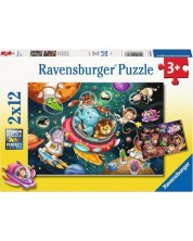 Dječja slagalica Ravensburger od 2 x 12 dijelova - Životinje u svemiru -1