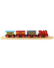 Dječja drvena igračka Bigjigs - Putnički vlak