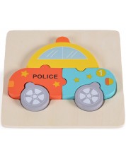 Dječja drvena slagalica Moni Toys - Policijski auto iz 5 dijelova