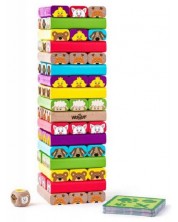 Dječja igra Woody - Balansni toranj u boji s kockicama, životinje -1