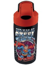 Boca za vodu Graffiti Superman - crna, sa slamčicom, 500 ml -1