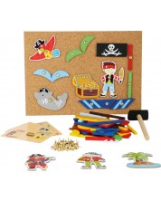 Dječja drvena igra Small Foot - Mozaik s čekićem, pirati -1