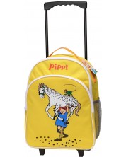 Ruksak za vrtić na kotačima Pippi - Pippi i omiljeni konj, žuti -1