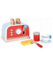 Igralni set Lelin – Dječji toster, s namirnicama za doručak, crveni