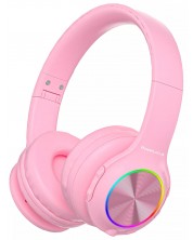 Dječje slušalice s mikrofonom PowerLocus - PLED, bežične, ružičaste