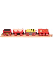 Dječja drvena igračka Bigjigs - Teretni vlak s tračnicama -1