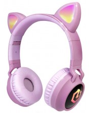 Dječje slušalice PowerLocus - Buddy Ears, bežične, ružičaste -1