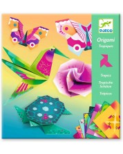 Origami set Djeco - Tropi, s 24 neonska papira -1