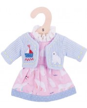 Odjeća za lutke Bigjigs - Ružičasta haljina s kardiganom, polarni medvjed, 25 cm