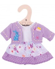 Odjeća za lutke Bigjigs - Ljubičasta haljina s kardiganom, 25 cm