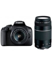DSLR fotoaparat Canon - EOS 2000D, EF-S18-55mm, EF 75-300mm, crni