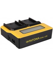 Dvostruki punjač Patona - za bateriju Canon LPE6/LP-E6, LCD, žuti