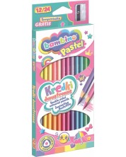 Dvostruke olovke u boji Bambino Premium - Sa šiljilom, 12 kom, pastelne boje, asortiman