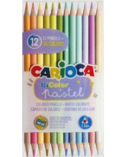Dvobojne olovke Carioca Bi-Color - Pastel, 12 komada -1