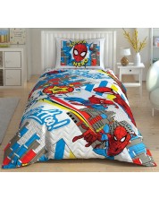 Posteljina za jednostruki krevet s poplunom TAC Licensed - Spiderman Hero -1