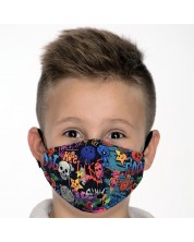 Dječja sigurnosna maska ​​- Graffiti, dvoslojna, s metalnim snopom, 6-12 godina