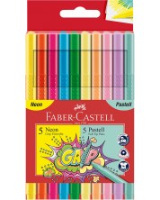Flomasteri Faber-Castell Grip - 5 neonskih boja i 5 pastelnih boja