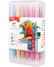 Flomasteri Deli Color Emotion - EC151-12, 12 boja, dvostruki