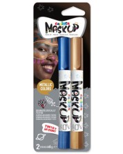 Flomasteri za lice Carioca Mask up - Metalik, plava i zlatna -1