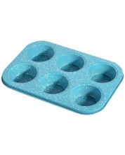 Kalup za pečenje 6 muffina Morello - Blue, 26.5 х 18.5 cm, plavi