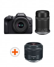 Fotoaparat Canon - EOS R100, RF-S 18-45mm f/4.5-6.3 IS STM, RF-S 55-210mm f/5-7.1 IS STM,Black + Objektiv Canon - RF 35mm f/1.8 IS Macro STM -1