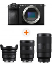 Fotoaparat Sony - Alpha A6700, Black + Objektiv Sony - E PZ, 10-20mm, f/4 G + Objektiv Sony - E, 70-350mm, f/4.5-6.3 G OSS + Objektiv Sony - E, 16-55mm, f/2.8 G -1