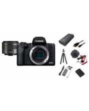 Kamera bez ogledala Canon - EOS M50 Mark II + Premium Kit, crni -1