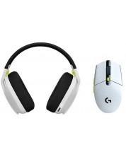 Set slušalica i miša Logitech - G435, G305, bijeli/crni/limeta