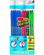 Kemijska olovka Mitama - Sferix, 1 mm, 4 boje, 10 + 10 komada
