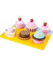 Set za igru Small Foot - Cupcakes i kolači za rezanje, 13 komada