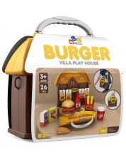 Set za igru Yifeng - Burger restoran u kućici-koferu, 26 dijelova -1