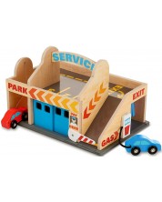 Set za igru Melissa & Doug - Drveni servisni parking -1