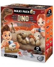 Set za igru Buki France - Mega dino jaje za otkrivanje, s 12 dinosaura