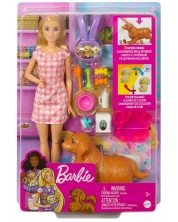 Set za igru Barbie - Barbie, s novorođenim štencima i dodacima