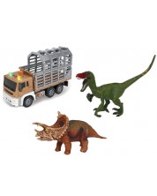Set za igru Raya Toys - Kamion s dinosaurusima, s glazbom i svjetlima, 1:16