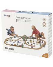 Set za igru Viga PolarB - Vlak s tračnicama, 90 dijelova