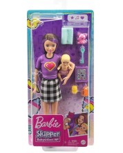 Set za igru Barbie Skipper - Babysitter Barbie s ljubičastim pramenovima i majicom sa srcem -1