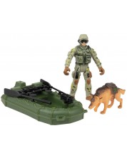 Set za igru Toi Toys Alfafox - Vojnik sa psom i čamac -1