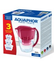 Vrč za vodu Aquaphor - Jasper, 190065, 3 filtera, 2.8 l, crveni -1