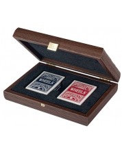 Karte za igranje Manopoulos, u drvenoj kutiji s printom na koži -1